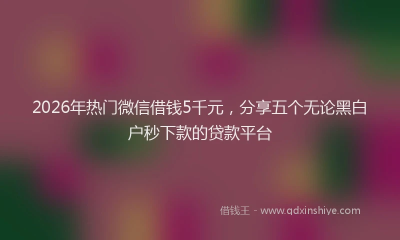 2026年热门微信借钱5千元,分享五个无论黑白户秒下款的贷款平台