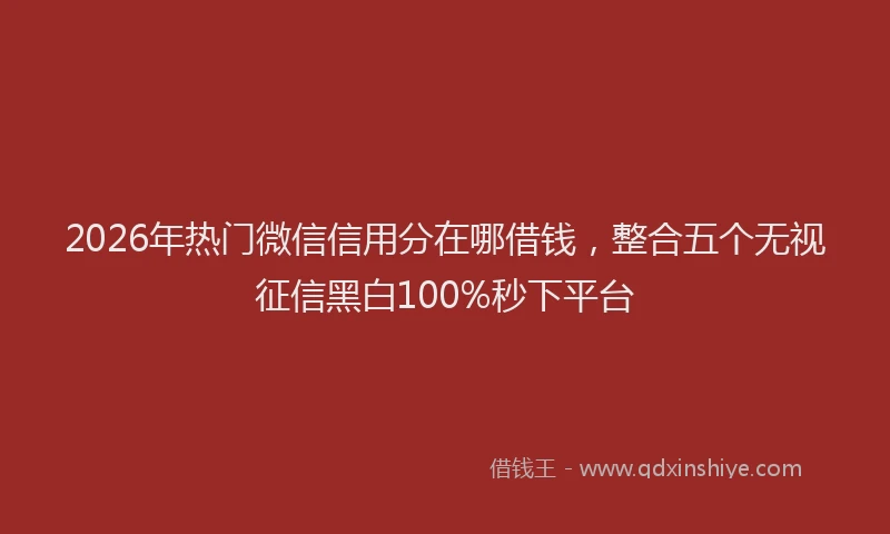 2026年热门微信信用分在哪借钱，整合五个无视征信黑白100%秒下平台