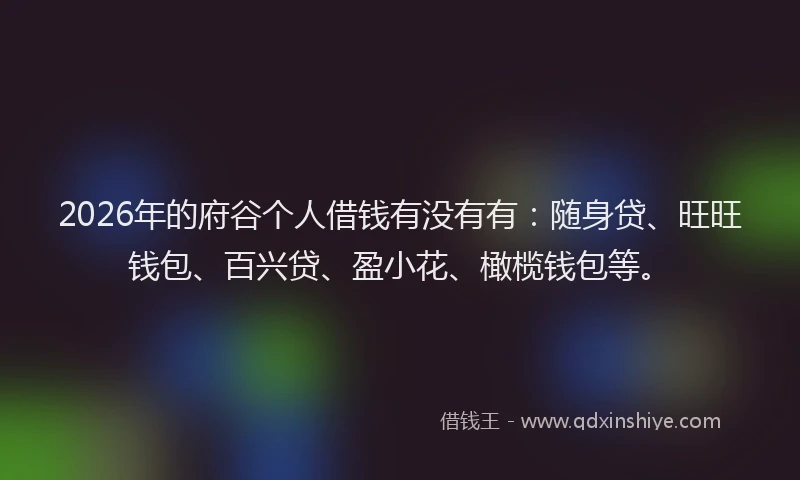 2026年的府谷个人借钱有没有有:随身贷、旺旺钱包、百兴贷、盈小花、橄榄钱包等。