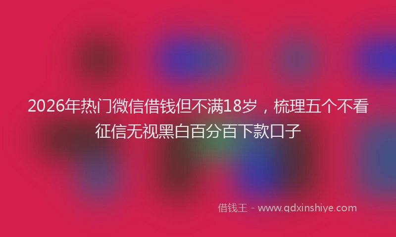 2026年热门微信借钱但不满18岁，梳理五个不看征信无视黑白百分百下款口子
