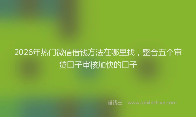 2026年热门微信借钱方法在哪里找，整合五个审贷口子审核加快的口子