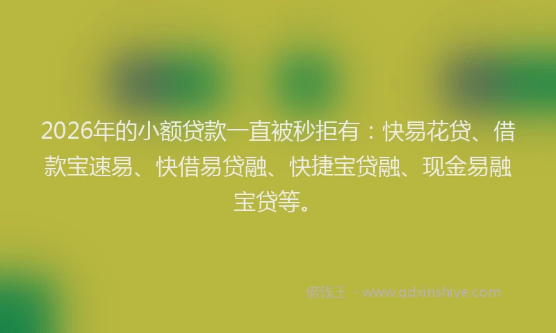 2026年的小额贷款一直被秒拒有:快易花贷、借款宝速易、快借易贷融、快捷宝贷融、现金易融宝贷等。