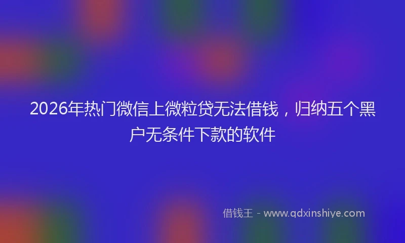 2026年热门微信上微粒贷无法借钱，归纳五个黑户无条件下款的软件