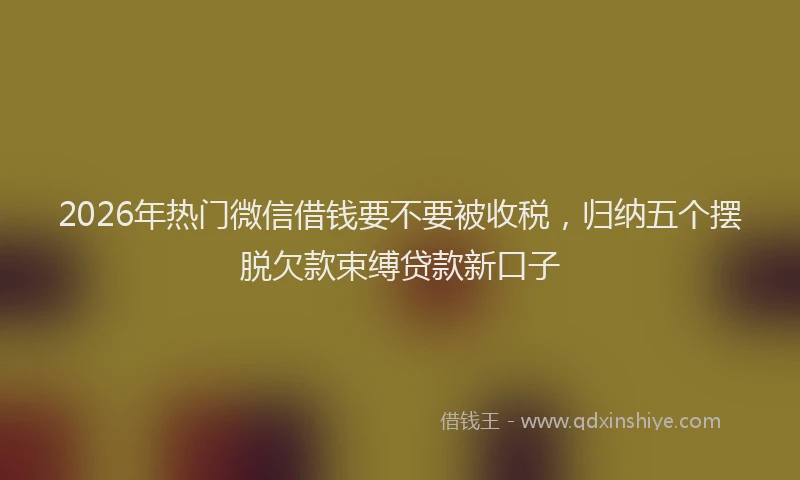 2026年热门微信借钱要不要被收税,归纳五个摆脱欠款束缚贷款新口子