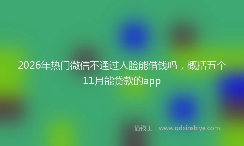2026年热门微信不通过人脸能借钱吗，概括五个11月能贷款的app