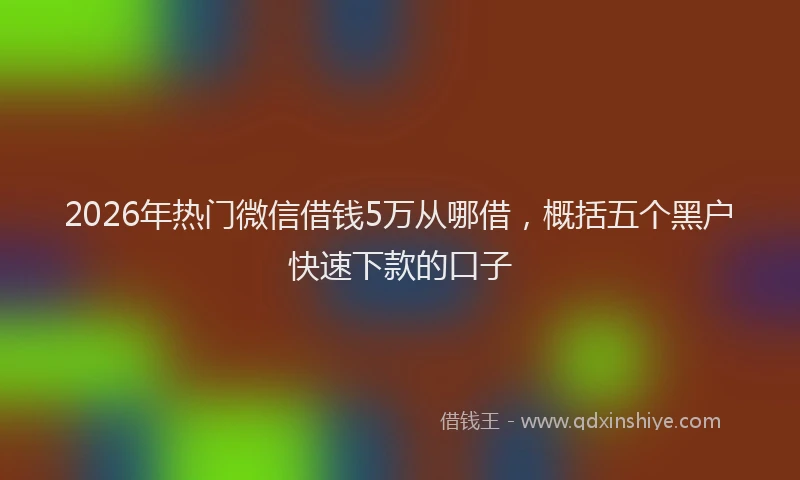 2026年热门微信借钱5万从哪借，概括五个黑户快速下款的口子
