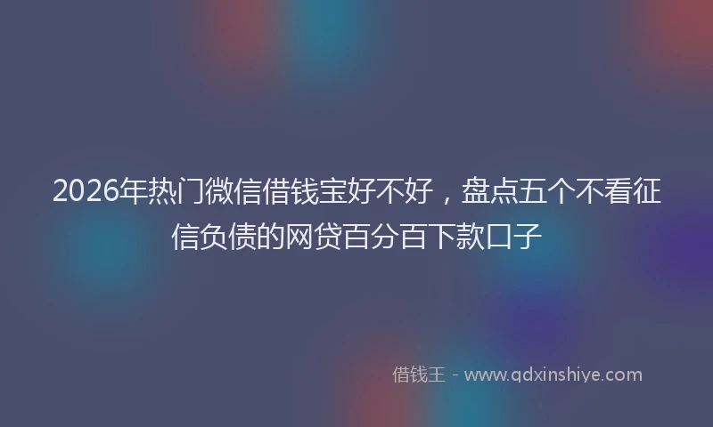 2026年热门微信借钱宝好不好，盘点五个不看征信负债的网贷百分百下款口子