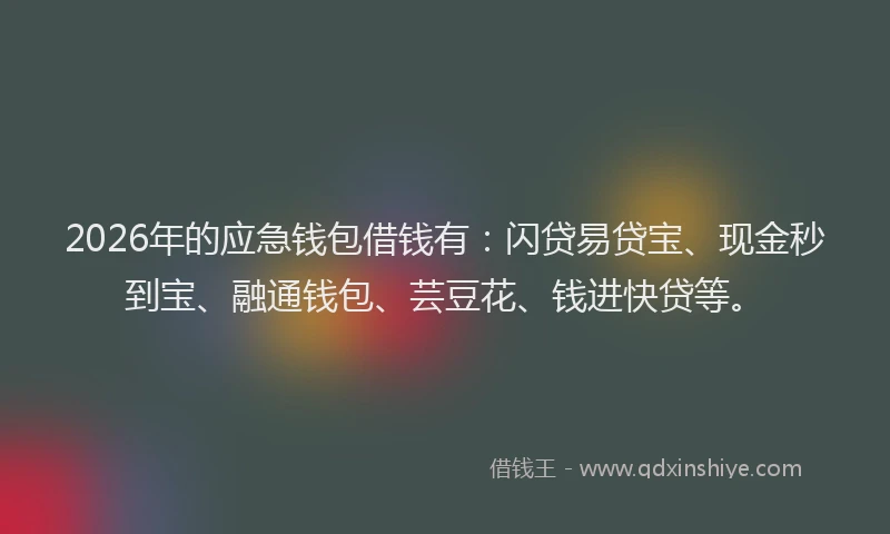 2026年的应急钱包借钱有：闪贷易贷宝、现金秒到宝、融通钱包、芸豆花、钱进快贷等。