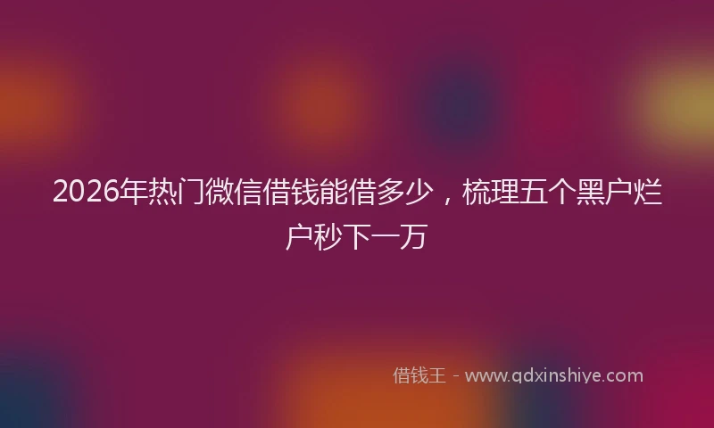 2026年热门微信借钱能借多少，梳理五个黑户烂户秒下一万