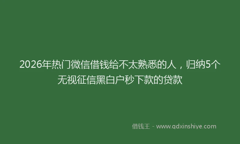 2026年热门微信借钱给不太熟悉的人，归纳5个无视征信黑白户秒下款的贷款