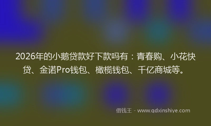2026年的小鹅贷款好下款吗有：青春购、小花快贷、金诺Pro钱包、橄榄钱包、千亿商城等。