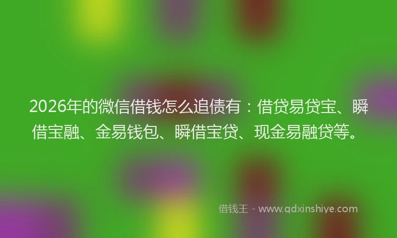 2026年的微信借钱怎么追债有：借贷易贷宝、瞬借宝融、金易钱包、瞬借宝贷、现金易融贷等。