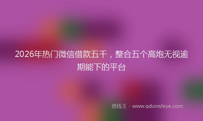 2026年热门微信借款五千，整合五个高炮无视逾期能下的平台