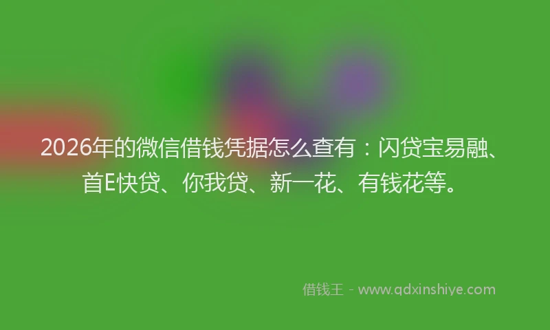 2026年的微信借钱凭据怎么查有：闪贷宝易融、首E快贷、你我贷、新一花、有钱花等。