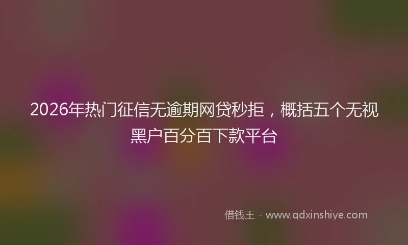 2026年热门征信无逾期网贷秒拒，概括五个无视黑户百分百下款平台