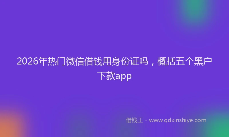 2026年热门微信借钱用身份证吗，概括五个黑户下款app