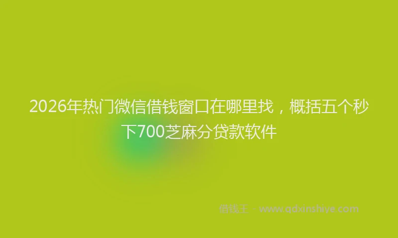 2026年热门微信借钱窗口在哪里找，概括五个秒下700芝麻分贷款软件