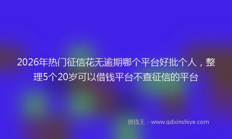2026年热门征信花无逾期哪个平台好批个人，整理5个20岁可以借钱平台不查征信的平台