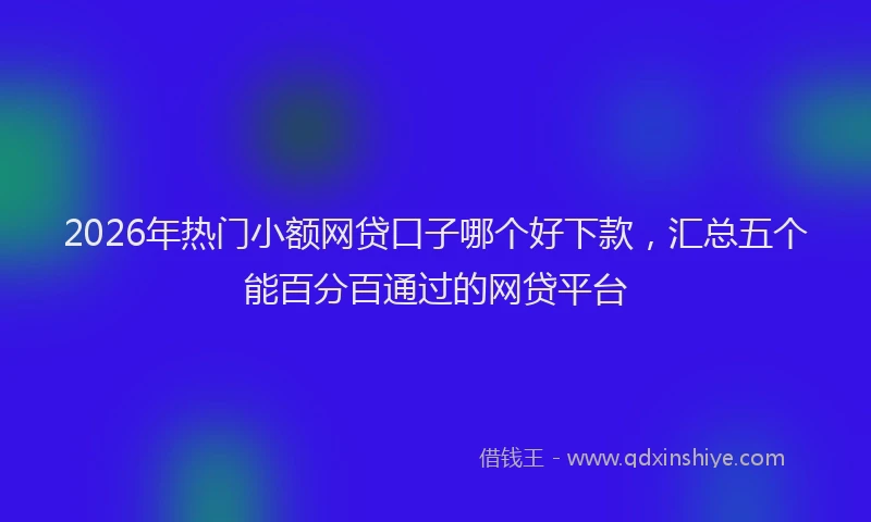 2026年热门小额网贷口子哪个好下款,汇总五个能百分百通过的网贷平台
