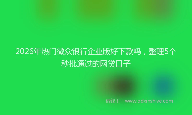 2026年热门微众银行企业版好下款吗，整理5个秒批通过的网贷口子