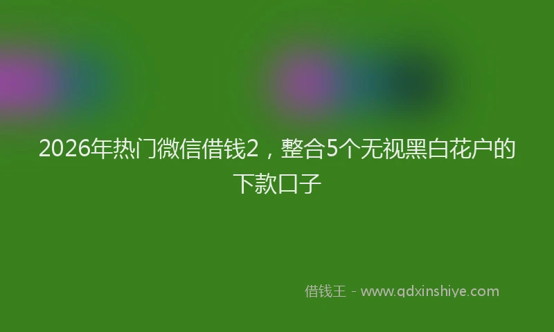 2026年热门微信借钱2，整合5个无视黑白花户的下款口子