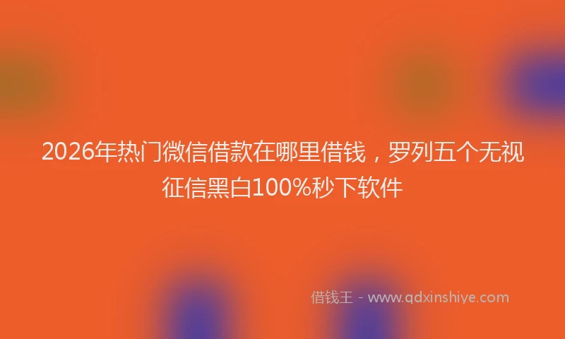 2026年热门微信借款在哪里借钱，罗列五个无视征信黑白100%秒下软件