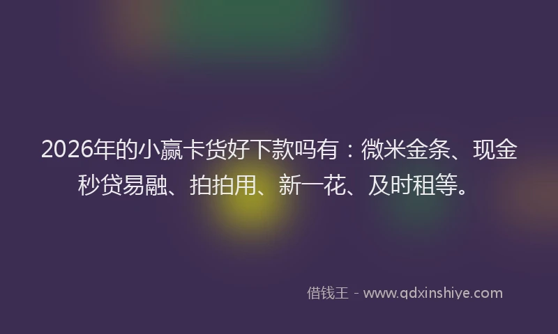 2026年的小赢卡货好下款吗有：微米金条、现金秒贷易融、拍拍用、新一花、及时租等。