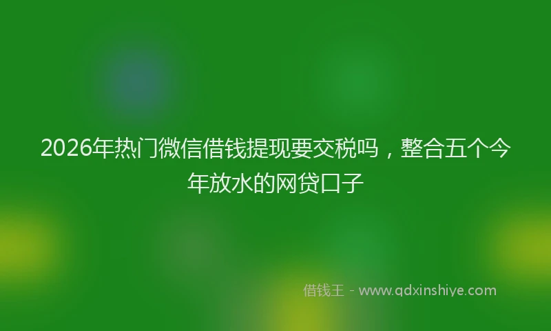 2026年热门微信借钱提现要交税吗,整合五个今年放水的网贷口子