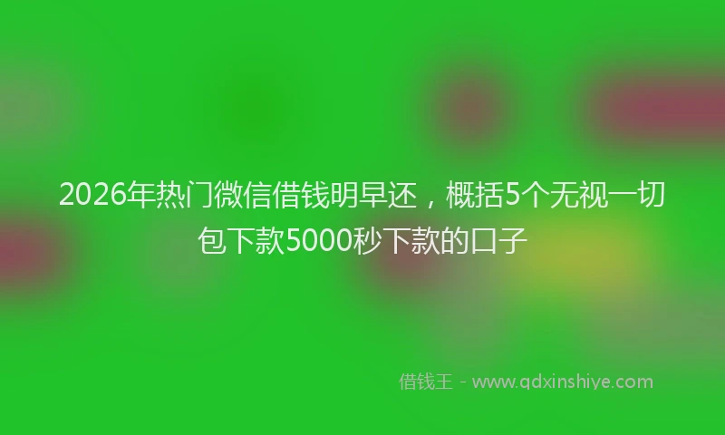 2026年热门微信借钱明早还，概括5个无视一切包下款5000秒下款的口子