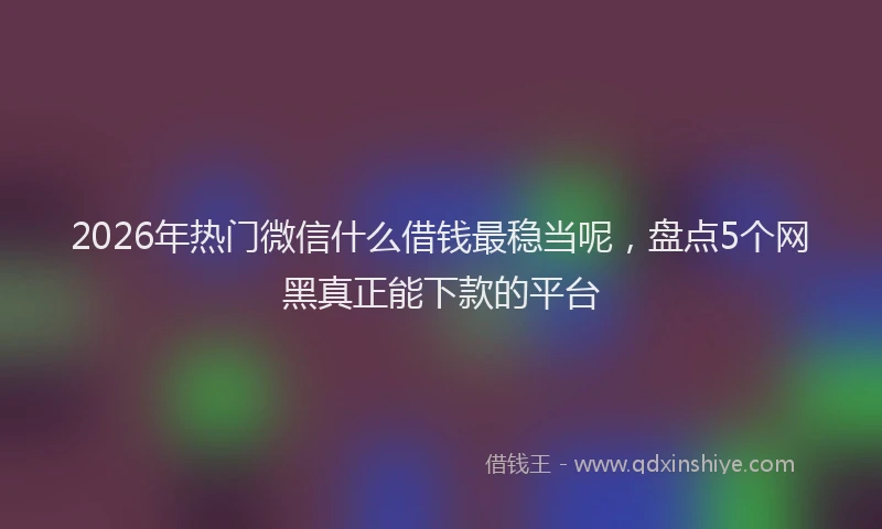 2026年热门微信什么借钱最稳当呢，盘点5个网黑真正能下款的平台
