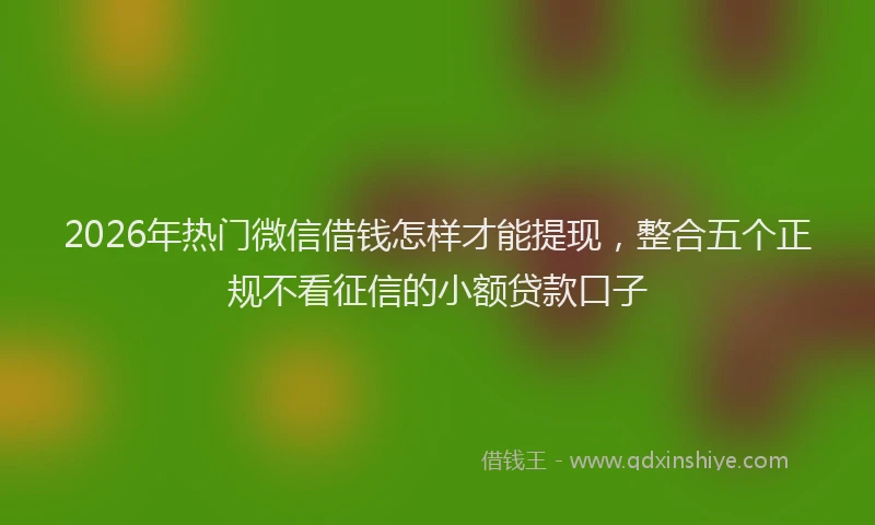 2026年热门微信借钱怎样才能提现，整合五个正规不看征信的小额贷款口子