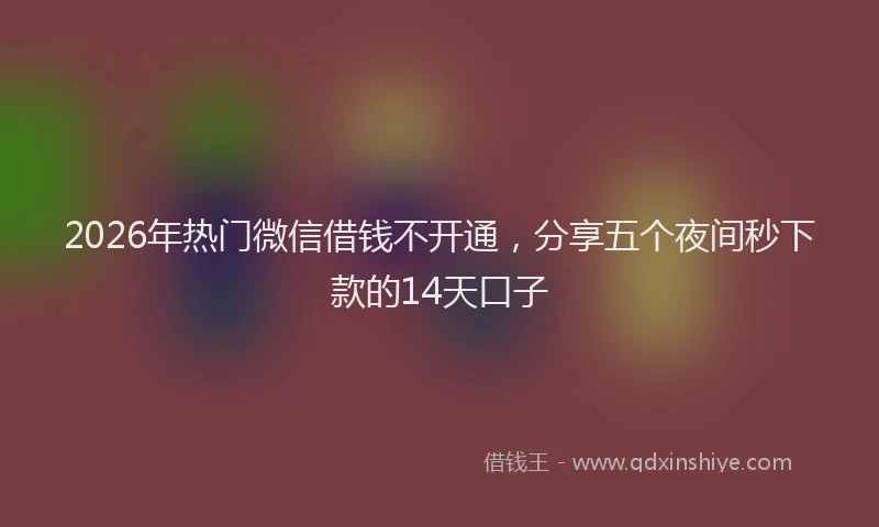 2026年热门微信借钱不开通，分享五个夜间秒下款的14天口子