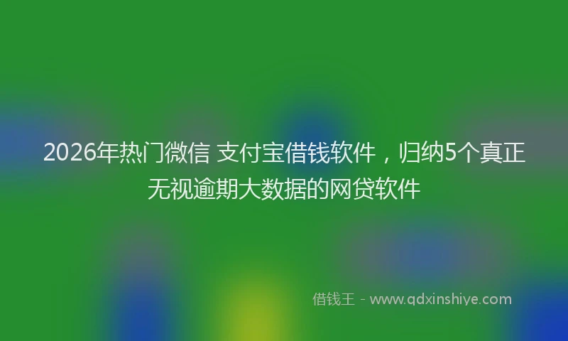 2026年热门微信 支付宝借钱软件,归纳5个真正无视逾期大数据的网贷软件