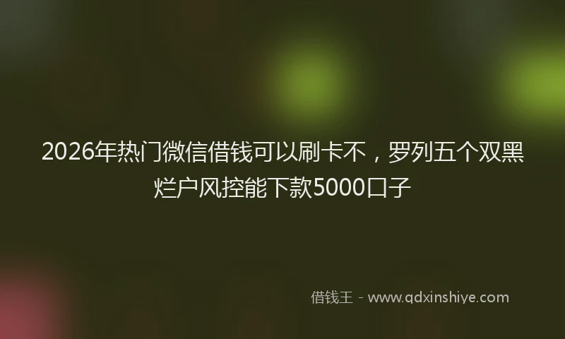 2026年热门微信借钱可以刷卡不，罗列五个双黑烂户风控能下款5000口子