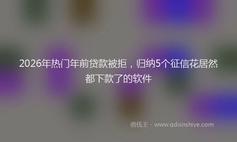 2026年热门年前贷款被拒,归纳5个征信花居然都下款了的软件