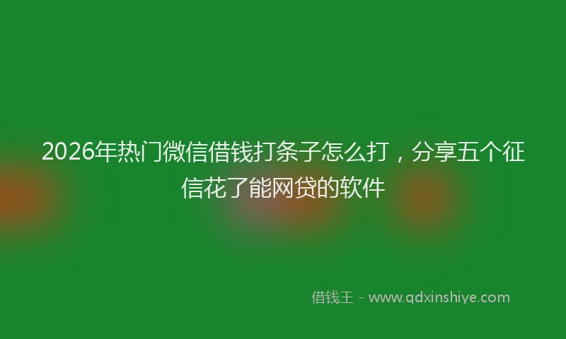 2026年热门微信借钱打条子怎么打，分享五个征信花了能网贷的软件