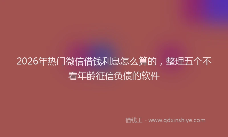 2026年热门微信借钱利息怎么算的，整理五个不看年龄征信负债的软件