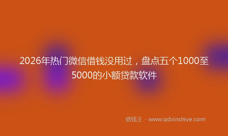 2026年热门微信借钱没用过，盘点五个1000至5000的小额贷款软件