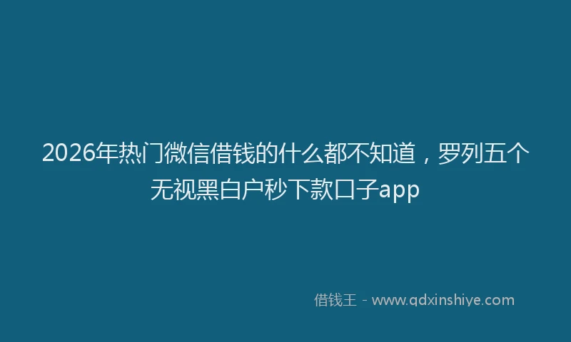 2026年热门微信借钱的什么都不知道，罗列五个无视黑白户秒下款口子app