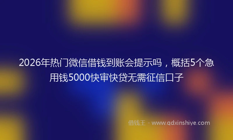 2026年热门微信借钱到账会提示吗，概括5个急用钱5000快审快贷无需征信口子