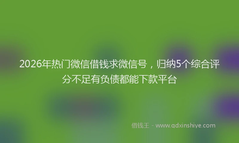 2026年热门微信借钱求微信号，归纳5个综合评分不足有负债都能下款平台