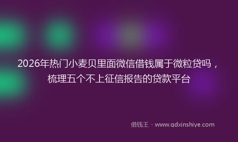 2026年热门小麦贝里面微信借钱属于微粒贷吗,梳理五个不上征信报告的贷款平台