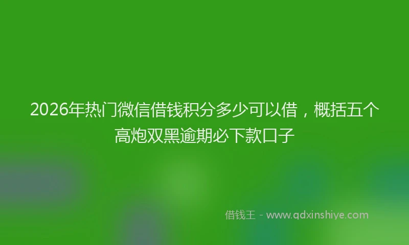 2026年热门微信借钱积分多少可以借，概括五个高炮双黑逾期必下款口子