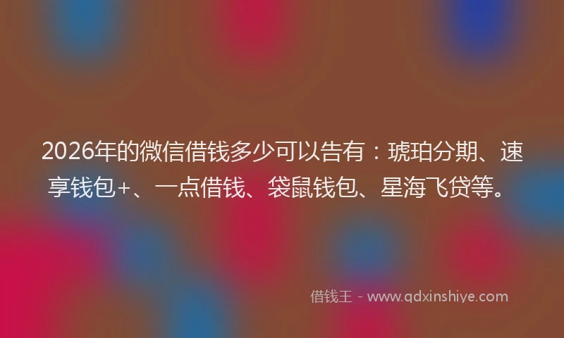 2026年的微信借钱多少可以告有：琥珀分期、速享钱包+、一点借钱、袋鼠钱包、星海飞贷等。