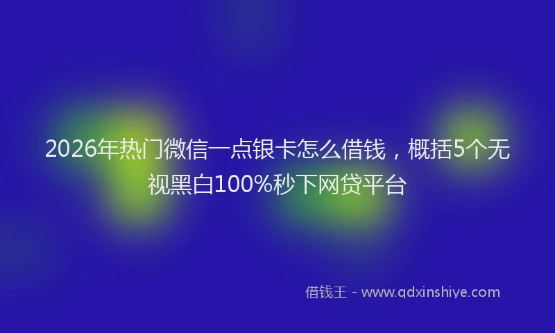 2026年热门微信一点银卡怎么借钱，概括5个无视黑白100%秒下网贷平台