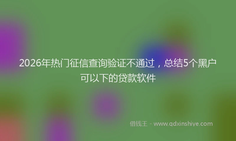 2026年热门征信查询验证不通过，总结5个黑户可以下的贷款软件