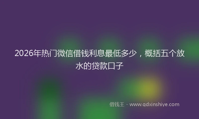 2026年热门微信借钱利息最低多少，概括五个放水的贷款口子