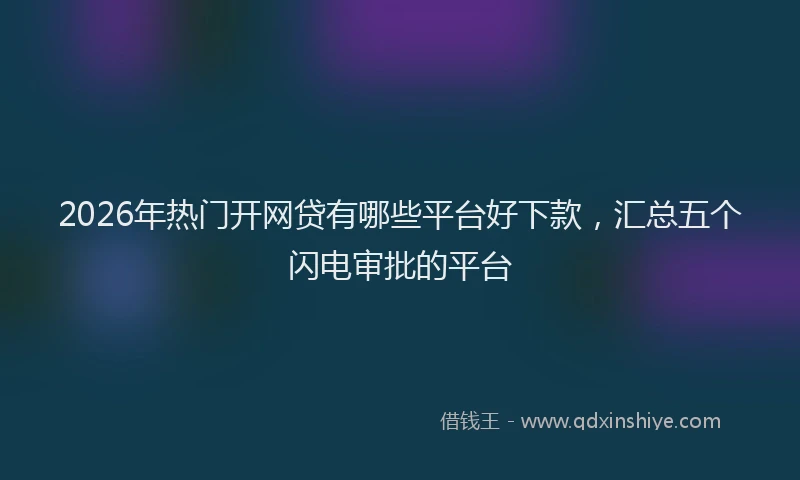 2026年热门开网贷有哪些平台好下款，汇总五个闪电审批的平台