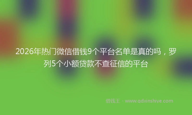 2026年热门微信借钱9个平台名单是真的吗，罗列5个小额贷款不查征信的平台