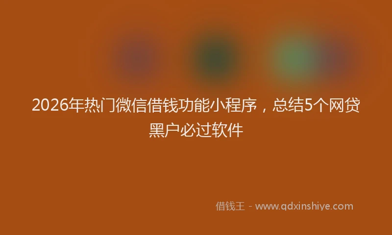 2026年热门微信借钱功能小程序，总结5个网贷黑户必过软件